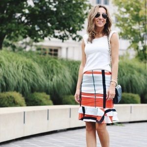 Ann Taylor Picnic striped flounce skirt